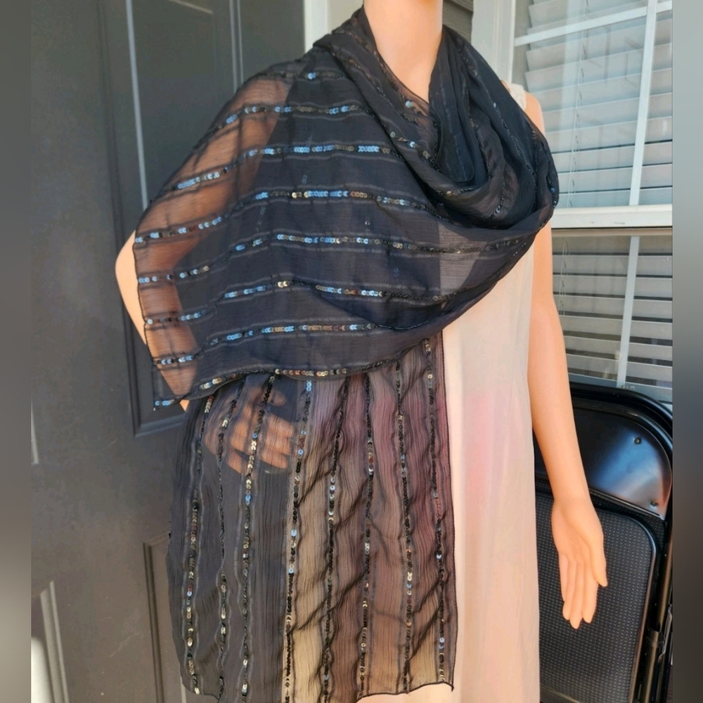 Cejon Black Sequined Rectangular Evening Prom Sca… - image 8